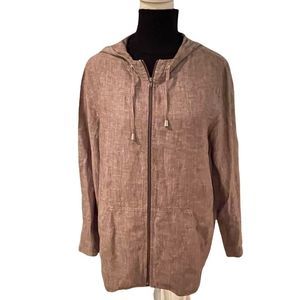 Chico’s 100% linen hooded zip up jacket size medium EUC